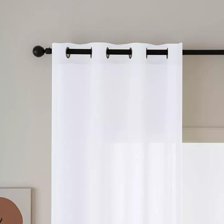 Beauty Home Κουρτίνα γάζα μονόχρωμη με 8 μεταλλικούς κρίκους Fit Art 8447 140x270 Λευκό