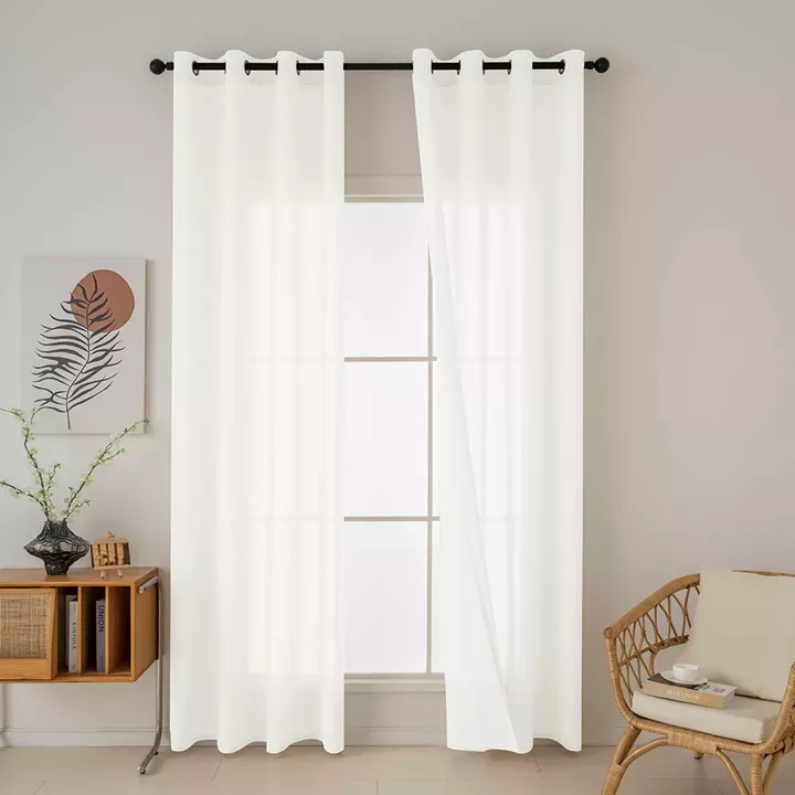 Beauty Home Κουρτίνα γάζα μονόχρωμη με 8 μεταλλικούς κρίκους Fit Art 8447 140x270 Εκρού