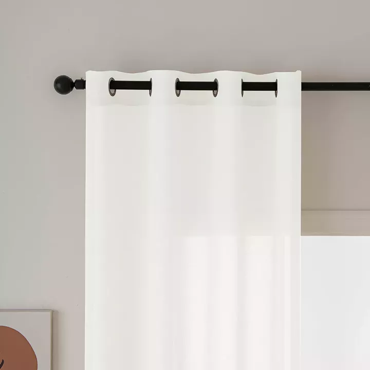 Beauty Home Κουρτίνα γάζα μονόχρωμη με 8 μεταλλικούς κρίκους Fit Art 8447 140x270 Εκρού
