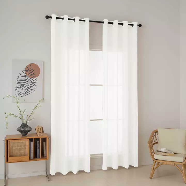 Beauty Home Κουρτίνα γάζα μονόχρωμη με 8 μεταλλικούς κρίκους Fit Art 8447 140x270 Εκρού