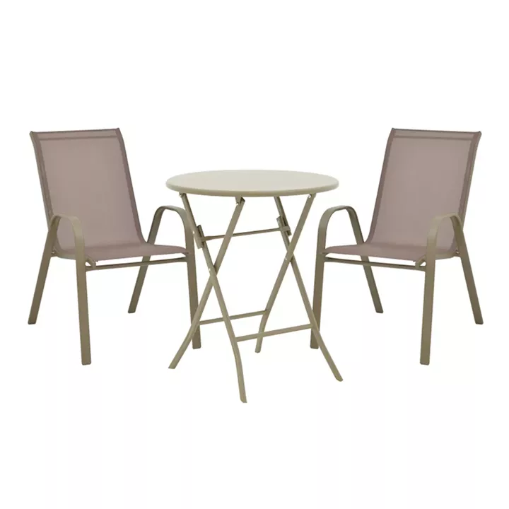 Albero-Calan pakoworld metal dining table in champagne shade D60x70cm