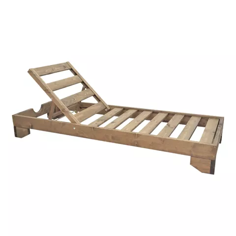 Sun lounger Fendy pakoworld fir wood in walnut color 71.5x200x24cm