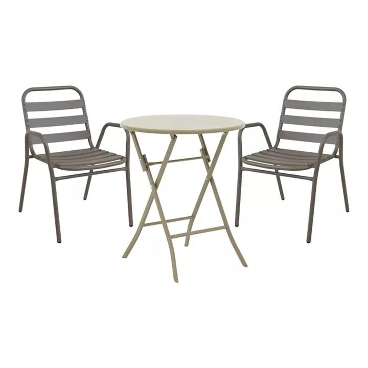 Τραπεζαρία Albero-Sussie pakoworld 3τεμ μέταλλο σε σαμπανιζέ απόχρωση Φ60x70εκ