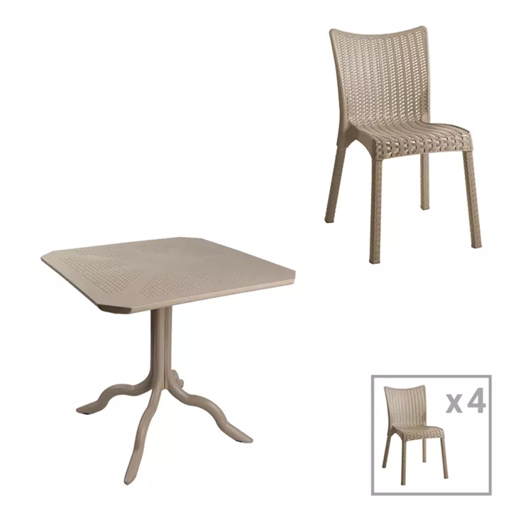 Icon-Confident pakoworld dining set 5pcs PP in cappuccino color