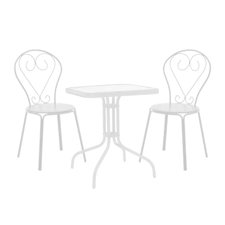Watson-Chari pakoworld dining set 3pcs metal in white shade 70x70x70cm