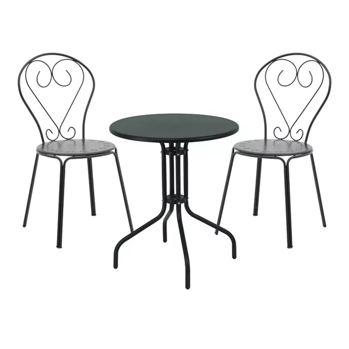 Vergo-Chari pakoworld dining set 3pcs metal in black shade