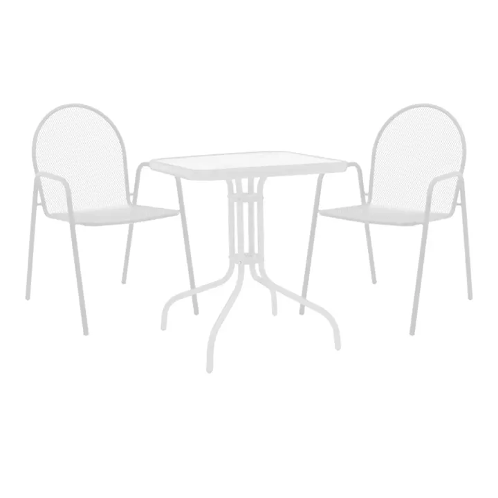 Watson-Tarete pakoworld dining set 3pcs metal in white shade 70x70x70cm