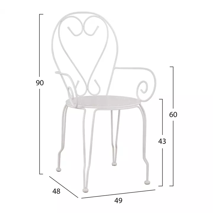 Metallic armchair Amore White HM5008.12 49x48x90 cm