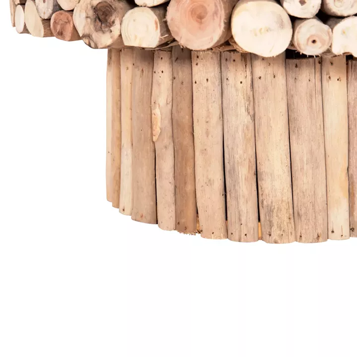 COFFEE TABLE ROUND SPARROW HM9963 DRIFTWOOD--GLASS Φ65x51.5Hcm.