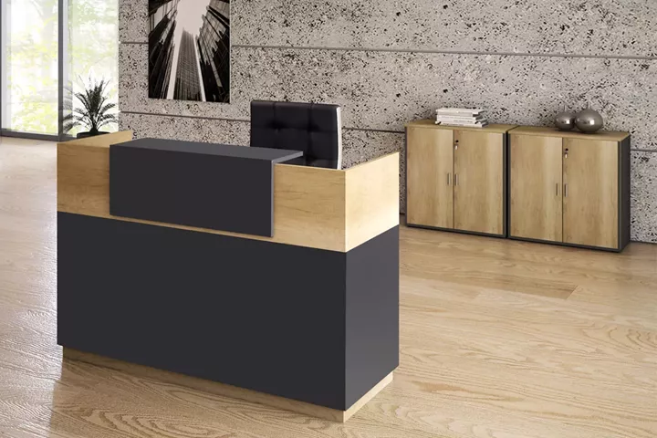 Reception Lotus pakoworld in oak -  dark grey color 180x70x110cm