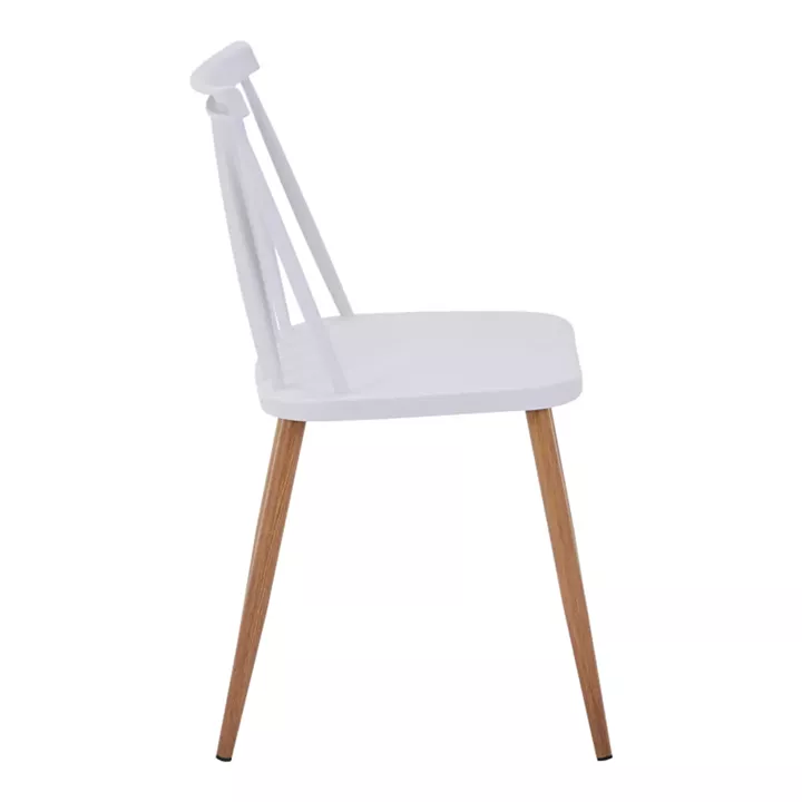 Elijah-Aurora I pakoworld dining table set of 3 pp in white color with natural legs Φ60x74cm