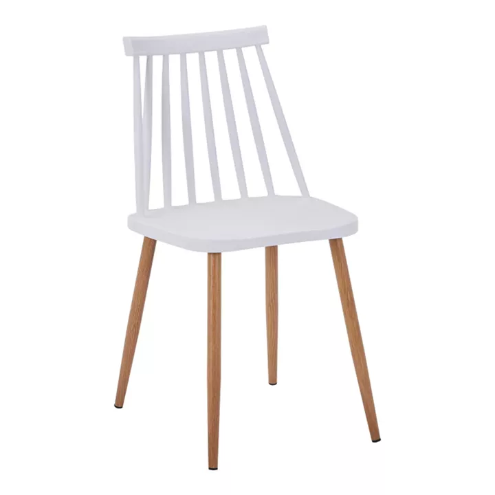 Elijah-Aurora I pakoworld dining table set of 3 pp in white color with natural legs Φ60x74cm