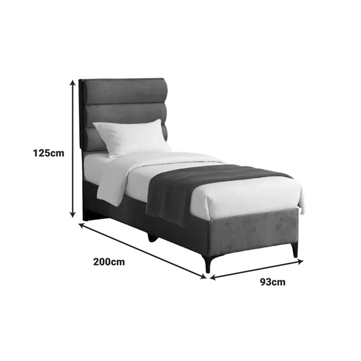 Limit pakoworld fabric bed in anthracite shade 90x200cm