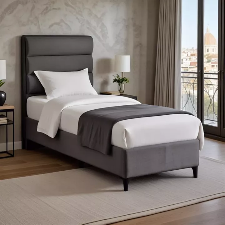 Limit pakoworld fabric bed in anthracite shade 90x200cm