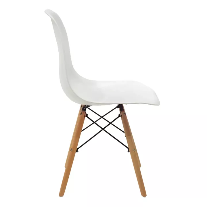 Elijah-Julita pakoworld dining table set of 3 pp-pu in white color with natural legs Φ60x74cm