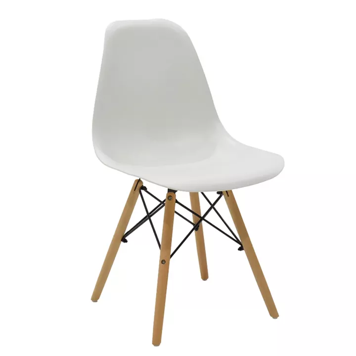 Elijah-Julita pakoworld dining table set of 3 pp-pu in white color with natural legs Φ60x74cm