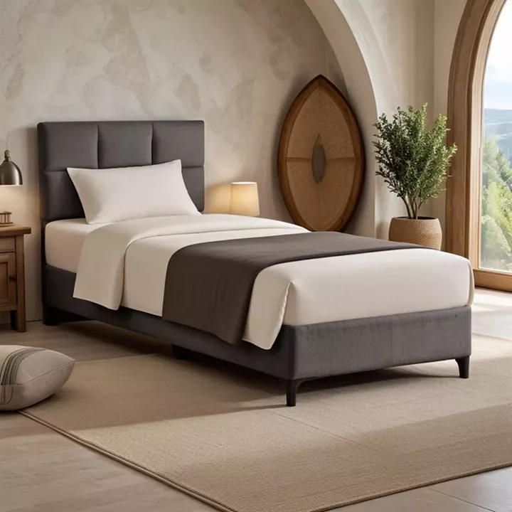 Melei pakoworld fabric bed in anthracite shade 90x200cm