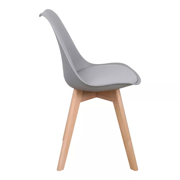 Elijah-Gaston pakoworld dining table set of 3 pp-pu in grey-white color with natural legs Φ60x74cm
