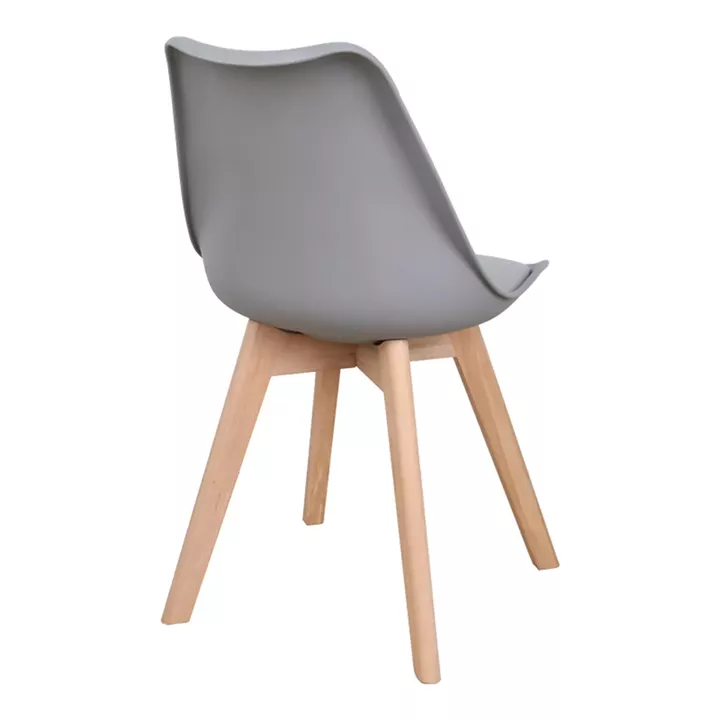 Elijah-Gaston pakoworld dining table set of 3 pp-pu in grey-white color with natural legs Φ60x74cm