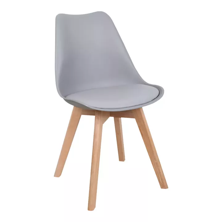 Elijah-Gaston pakoworld dining table set of 3 pp-pu in grey-white color with natural legs Φ60x74cm