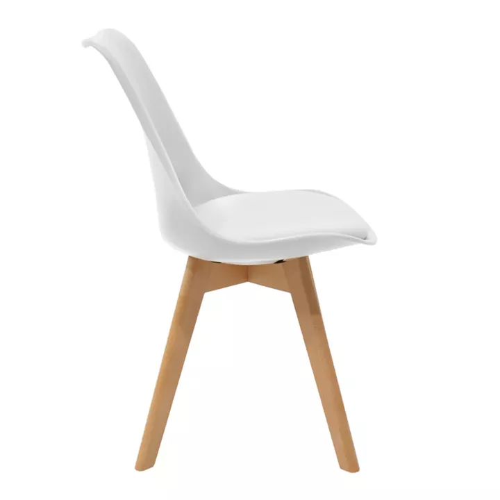 Elijah-Gaston pakoworld dining table set of 3 pp-pu in white color with natural legs Φ60x74cm