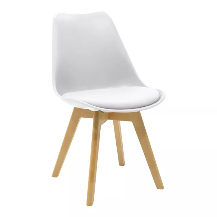 Elijah-Gaston pakoworld dining table set of 3 pp-pu in white color with natural legs Φ60x74cm