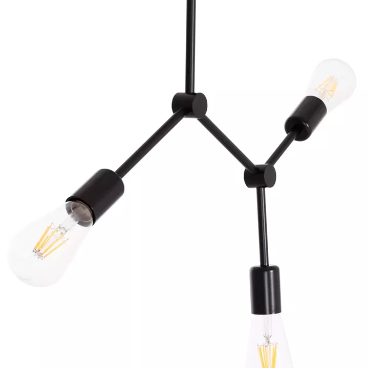 CEILING PENDANT 3-LIGHT FIXTURE LIGHTY HM7404.11 BLACK METAL 52x5x48Hcm.