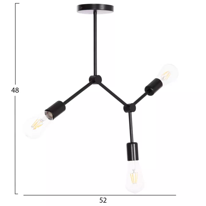 CEILING PENDANT 3-LIGHT FIXTURE LIGHTY HM7404.11 BLACK METAL 52x5x48Hcm.
