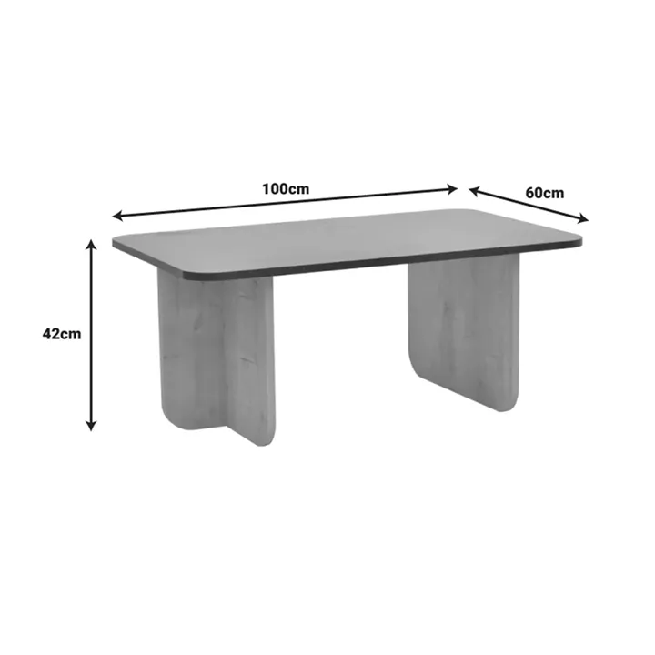 Boca pakoworld table in oak-brick  shade 100x60x42cm