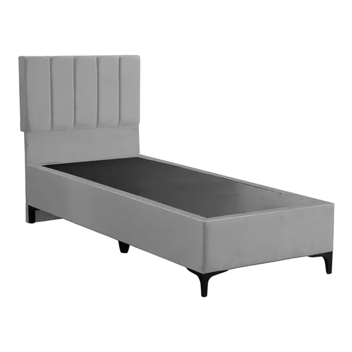 Moega pakoworld fabric bed in light grey shade 90x200cm