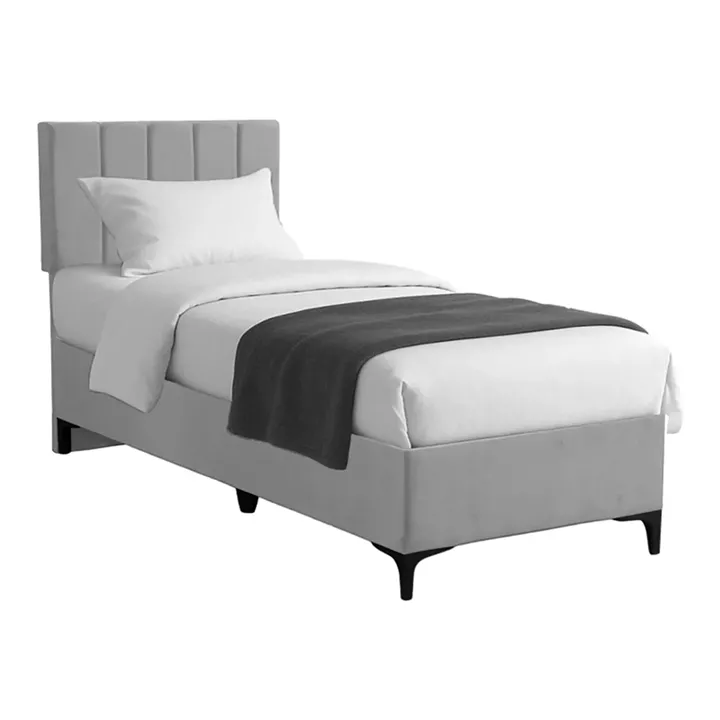 Moega pakoworld fabric bed in light grey shade 90x200cm