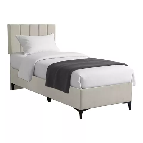 Moega pakoworld fabric bed in cream shade 90x200cm