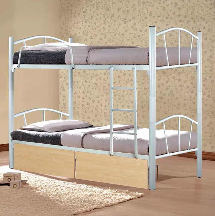 BUNK BED FLOOR HM21123.01 METAL IN WHITE WITH FLOOR DRAWERS SONAMA 200x91.5x177.5Hcm.