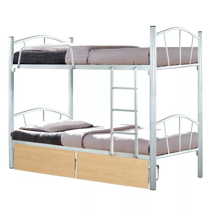 BUNK BED FLOOR HM21123.01 METAL IN WHITE WITH FLOOR DRAWERS SONAMA 200x91.5x177.5Hcm.