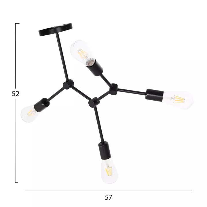 ΦΩΤΙΣΤΙΚΟ ΟΡΟΦΗΣ 4-ΦΩΤΟ LIGHTY HM7405.11 ΜΕΤΑΛΛΟ ΣΕ ΜΑΥΡΟ 57x5x52Υεκ.