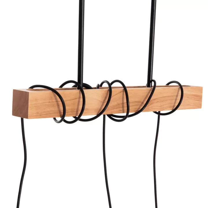 CEILING PENDANT 3-LIGHT FIXTURE VOLKS HM4658 METAL-WOOD 49.5x5x134.5Hcm.