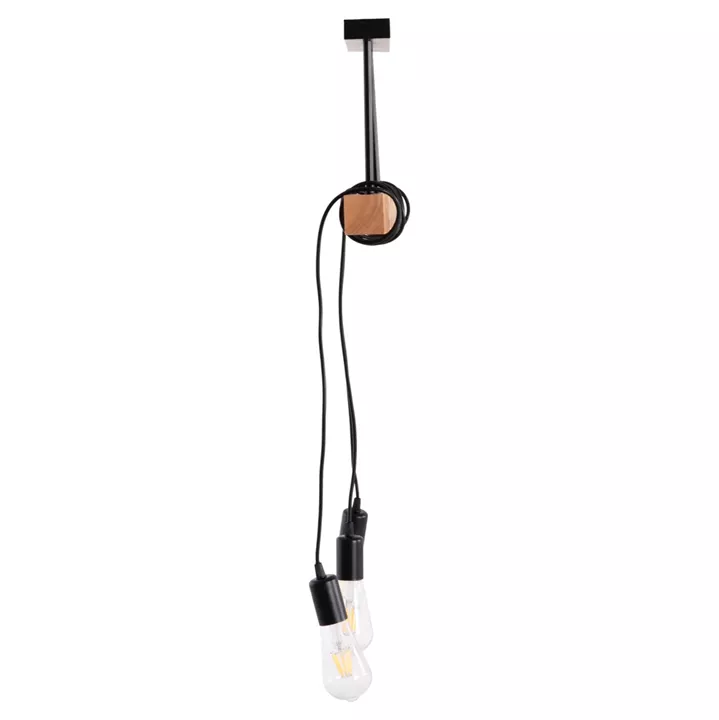 CEILING PENDANT 3-LIGHT FIXTURE VOLKS HM4658 METAL-WOOD 49.5x5x134.5Hcm.