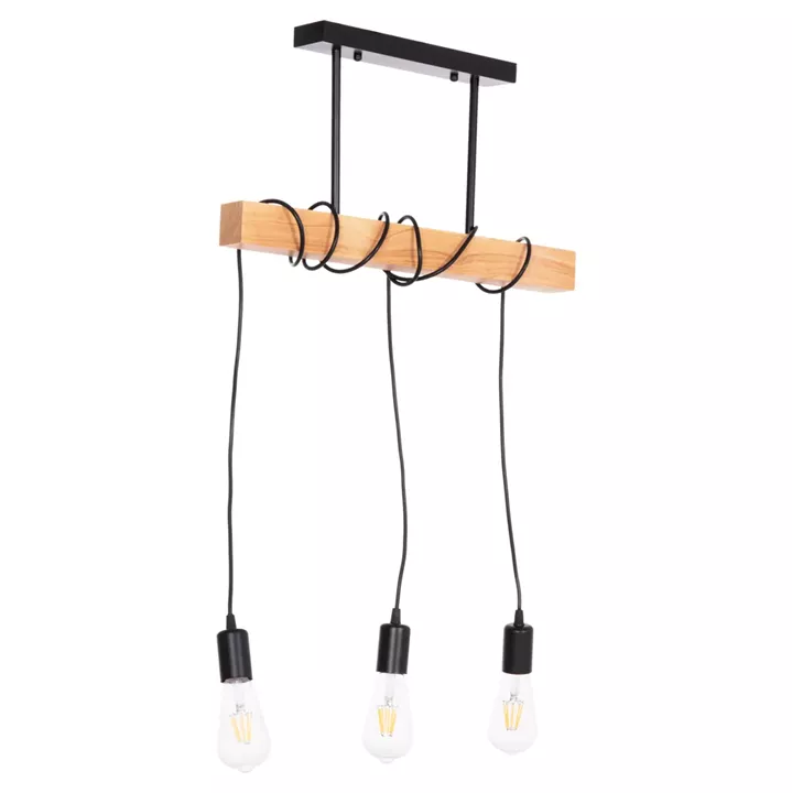 CEILING PENDANT 3-LIGHT FIXTURE VOLKS HM4658 METAL-WOOD 49.5x5x134.5Hcm.