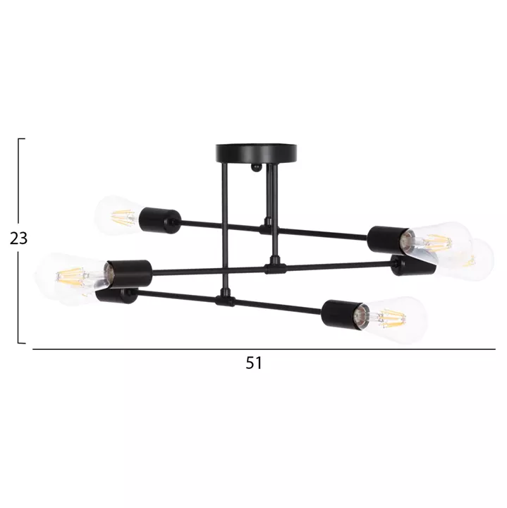 CEILING PENDANT MULTILIGHT FIXTURE LIGHTY HM7427.11 BLACK METAL 51x51x23Hcm.