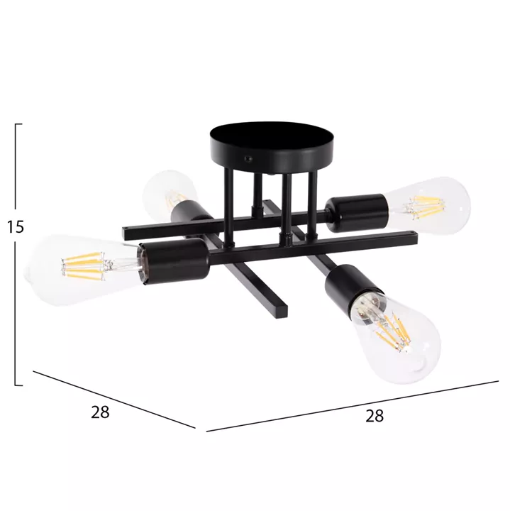 ΦΩΤΙΣΤΙΚΟ ΟΡΟΦΗΣ ΠΟΛΥΦΩΤΟ LIGHTY HM7428.11 ΜΕΤΑΛΛΟ ΣΕ ΜΑΥΡΟ 28x28x15Υεκ.
