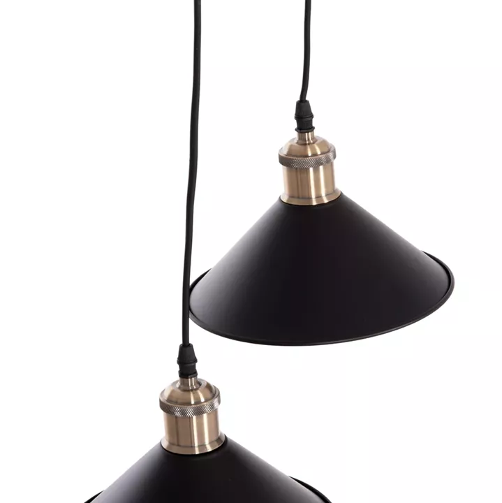 CEILING PENDANT 2-LIGHT BELL HM7531.11 BLACK METAL-BRONZE SOCKET Φ21,5x135Hcm.