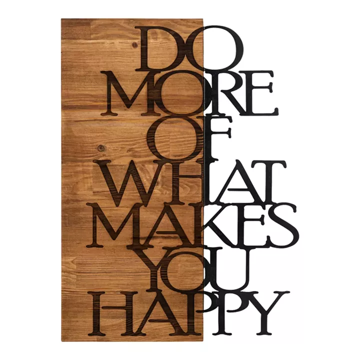 Wall deco Haper pakoworld pine wood in natural color and black metal 42x3x58cm