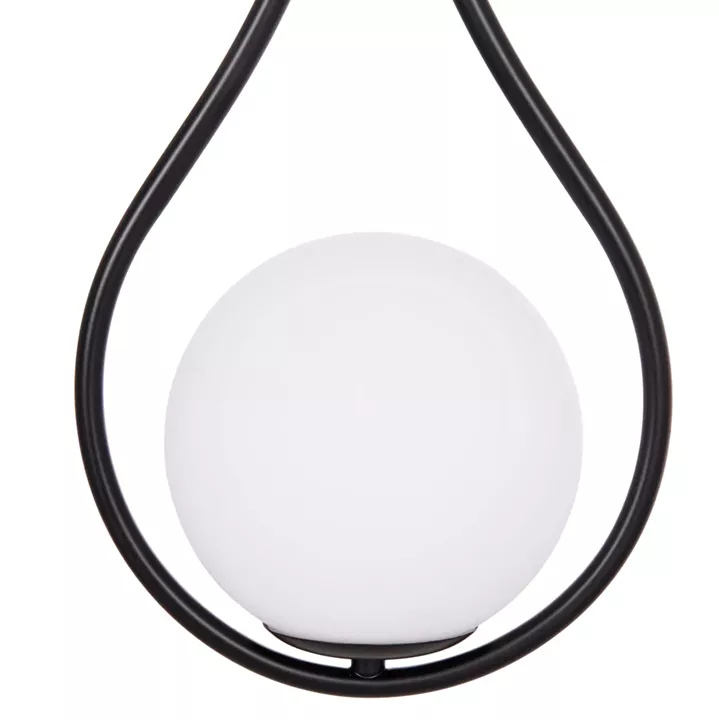 CEILING PENDANT LAMP DROPLET HM7503.11 METAL IN BLACK-MILKY WHITE GLOBE BULB 23.5x12x147Hcm.