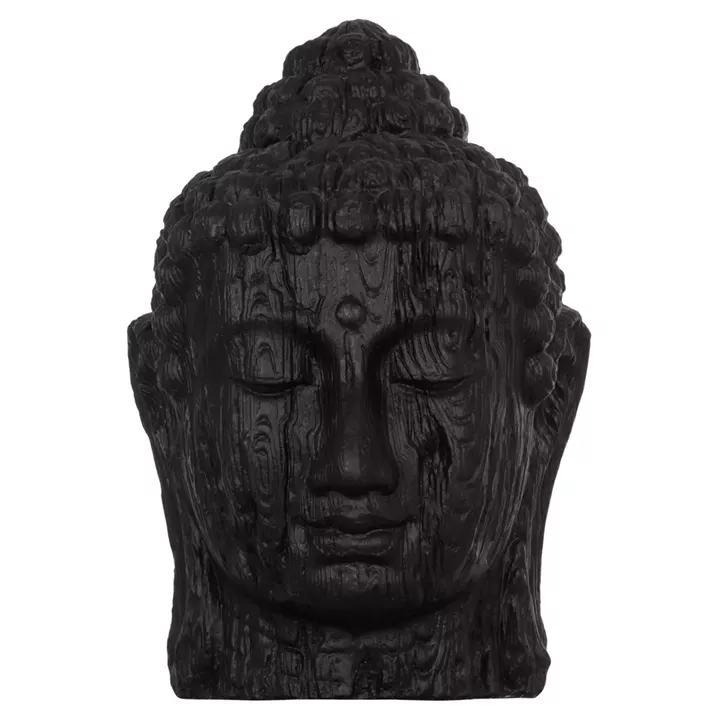FLOOR DECORATION BUDDHA HEAD HM4385.01 PLASTER IN BLACK 90x90x100Hcm.