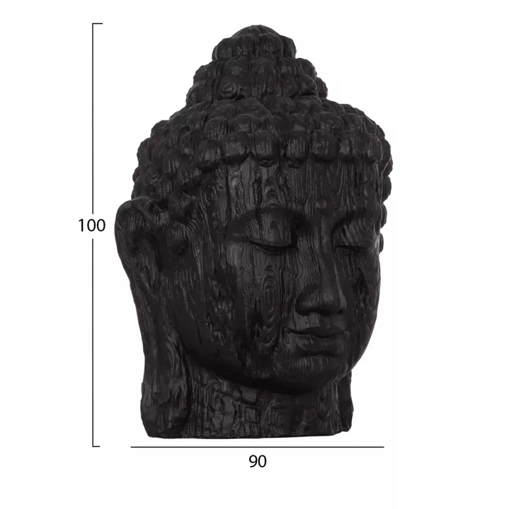 FLOOR DECORATION BUDDHA HEAD HM4385.01 PLASTER IN BLACK 90x90x100Hcm.