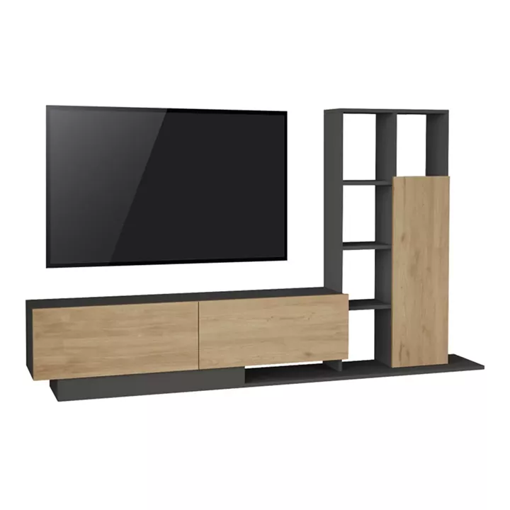 Damon pakoworld living room set in natural-anthracite color 140x29.5x39.5cm