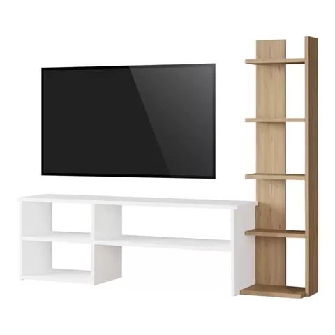 Perla pakoworld living room set in white-natural 120x29.5x41.8cm