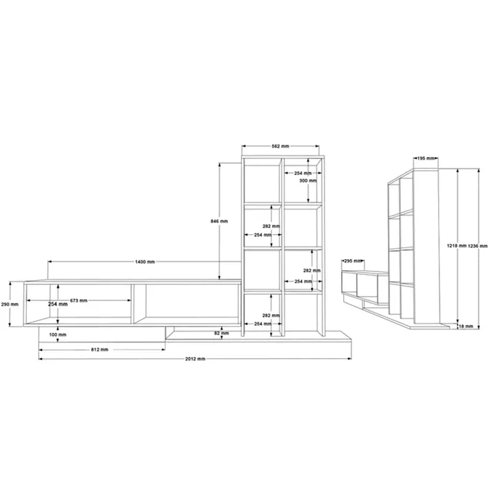 Σύνθετο σαλονιού Damon pakoworld σε λευκή απόχρωση 140x29.5x39.5εκ