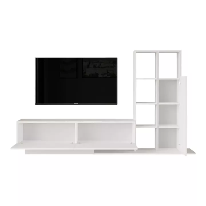 Σύνθετο σαλονιού Damon pakoworld σε λευκή απόχρωση 140x29.5x39.5εκ