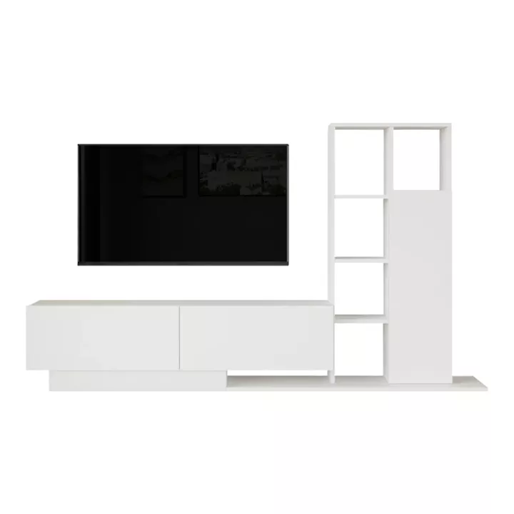 Σύνθετο σαλονιού Damon pakoworld σε λευκή απόχρωση 140x29.5x39.5εκ